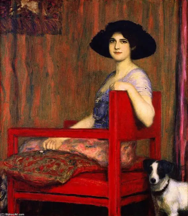 Mary on a Red Chair - Franz Von Stuck
