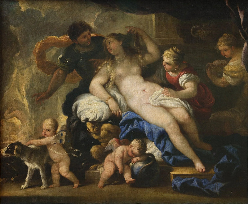 Mars and Venus dans la forge de Vulcain - Luca Giordano
