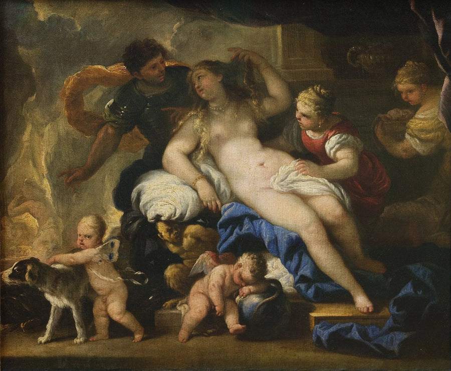 Mars and Venus dans la forge de Vulcain - Luca Giordano