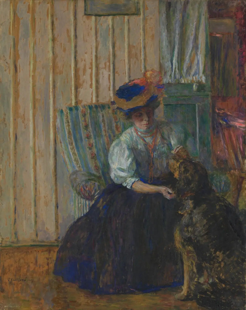 Marthe Bonnard with Dog - Édouard Vuillard