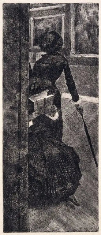 Mary Cassatt at the Louvre: Painting - Edgar Degas