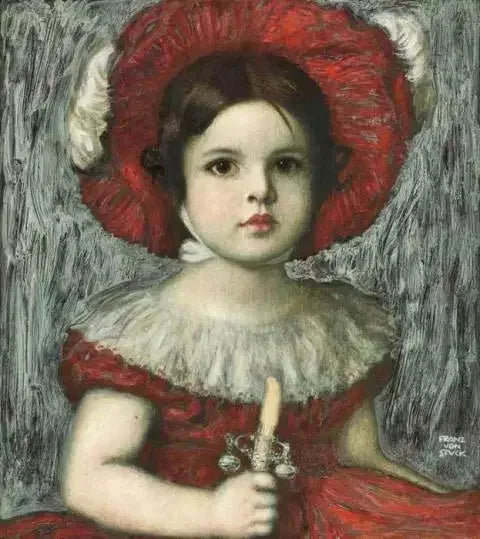 Mary, the artist's daughter, in the red hat - Franz Von Stuck