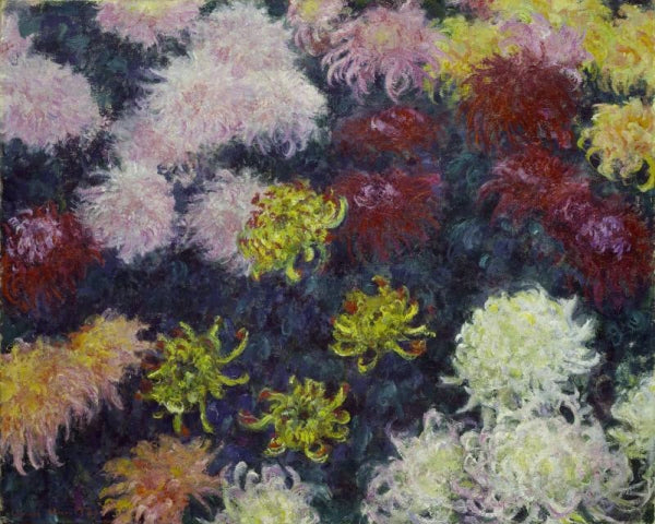 Reproduction du tableau « Massif de chrysanthèmes - Claude Monet » par Alpha Reproduction en peinture à l’huile