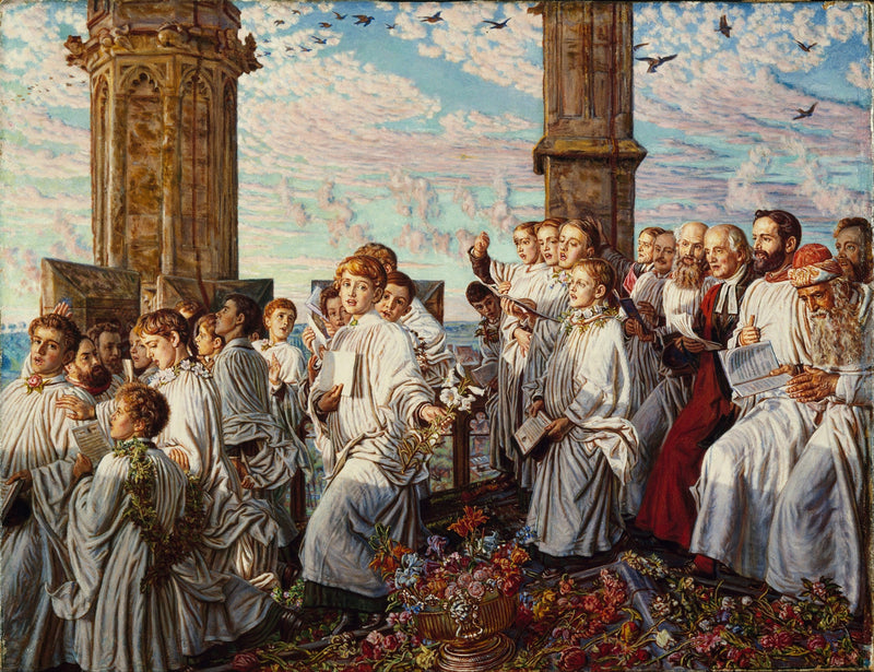 May Morning on the Magdalen College Tower, Oxford, ancienne cérémonie annuelle - William Holman Hunt