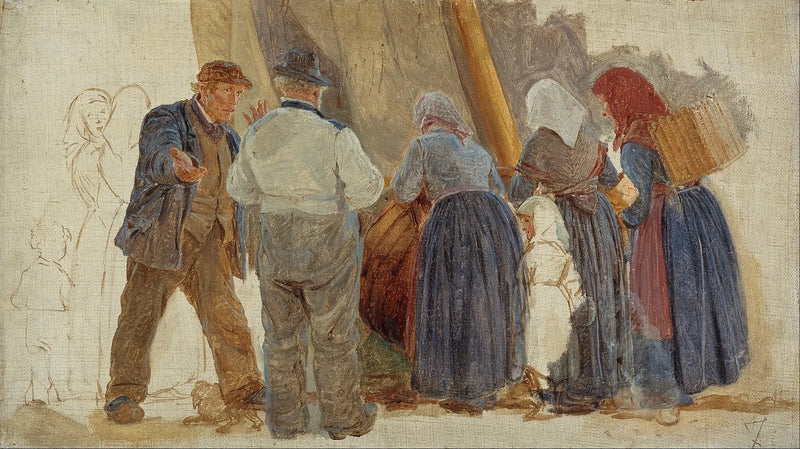 Morning in Hornbæk. Men and women negotiating - Peder Severin Krøyer