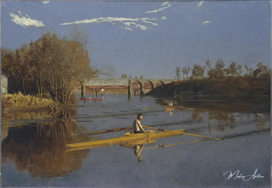 Max Schmitt en godille simple - Thomas Eakins - Reproductions de tableaux et peintures haut de gamme