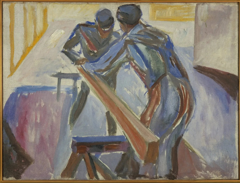 Carpenters in the Workshop - Edvard Munch