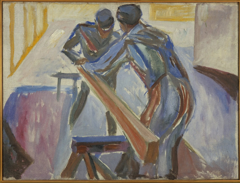Carpenters in the Workshop - Edvard Munch