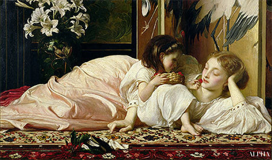 Mother and Child (Cherries) - Frederic Leighton Reproductions of Paintings in Oil