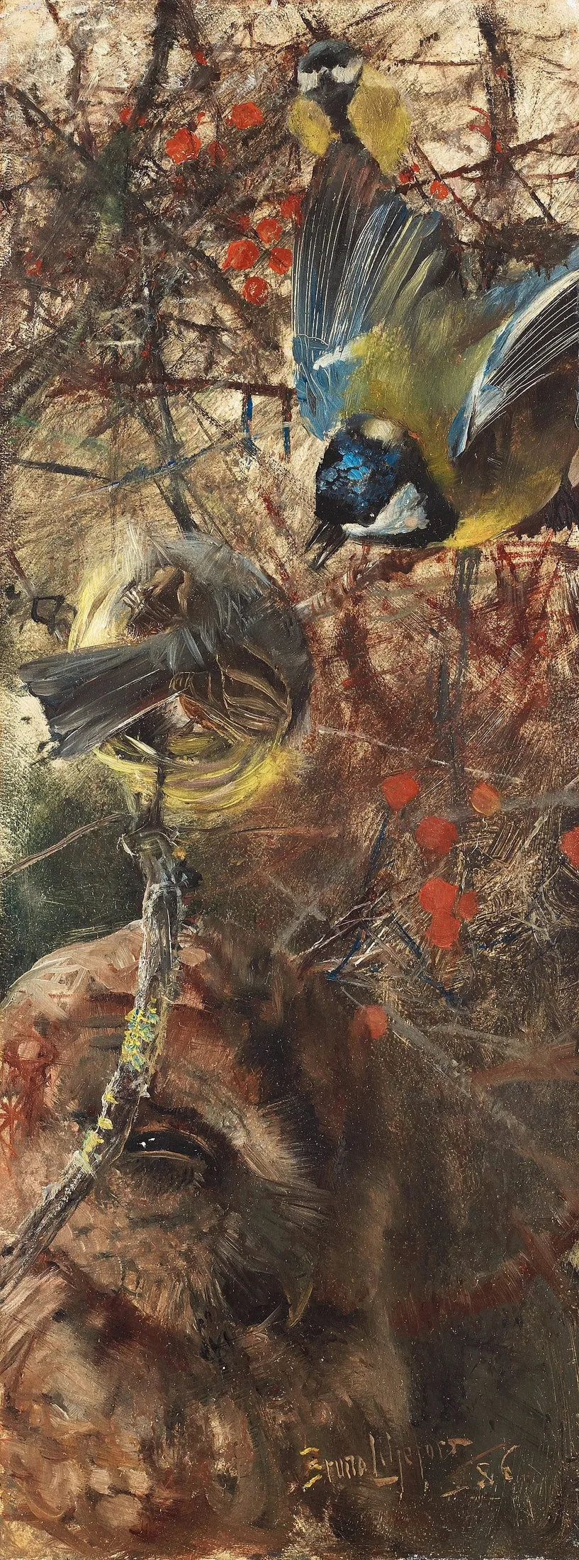 Great tits and owls - Bruno Liljefors
