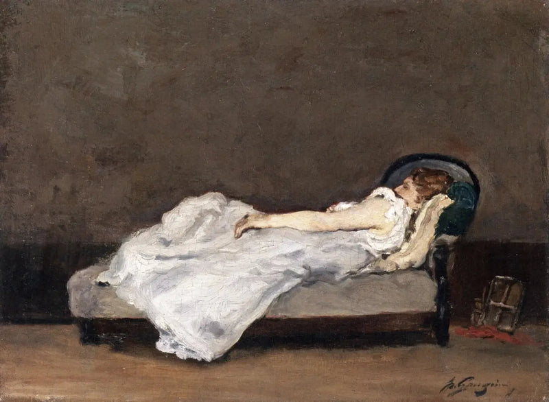 Sleeping Mette Gauguin on a Sofa - Paul Gauguin
