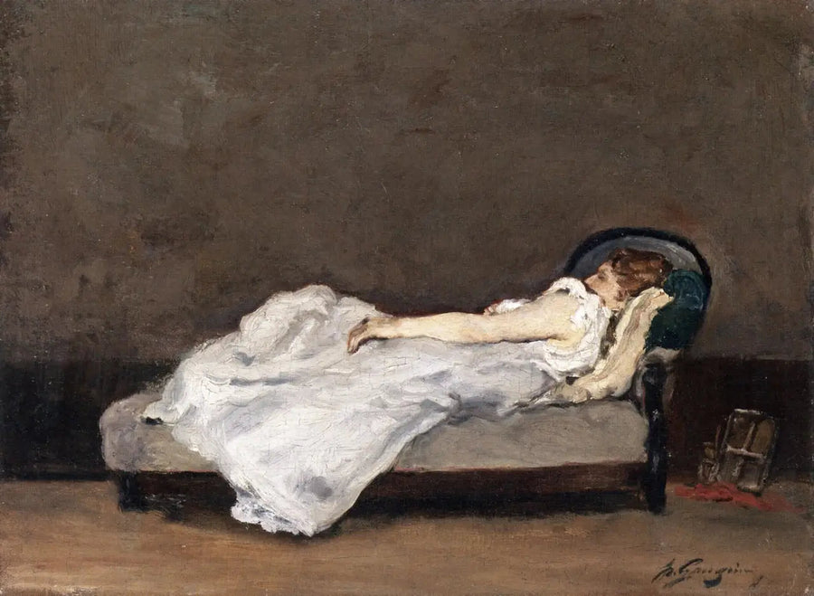 Sleeping Mette Gauguin on a Sofa - Paul Gauguin