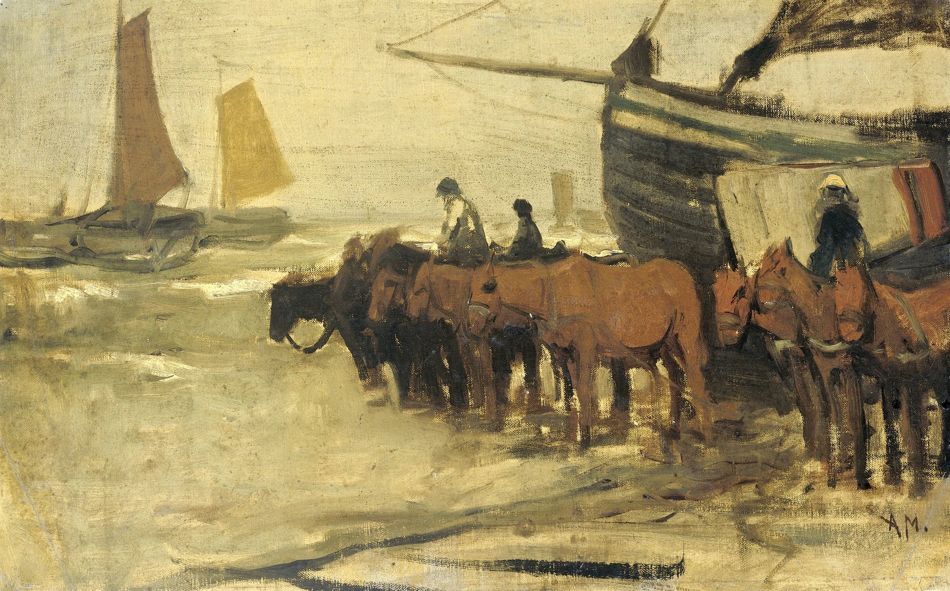 Mettre le doigt d'un pêcheur dans la mer - Anton Mauve