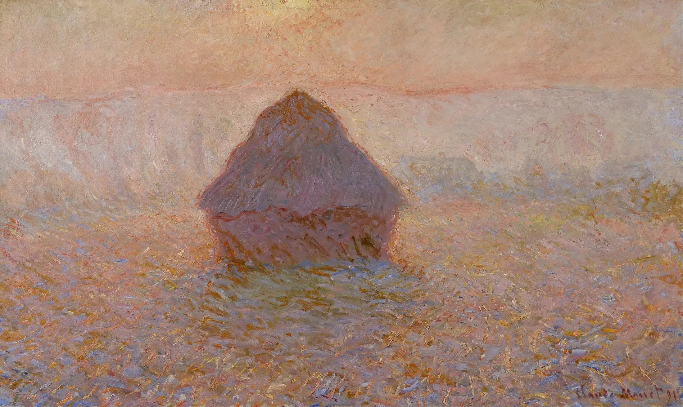 Meule, soleil dans la brume - Claude Monet image 1 copie de tableau peinte à la main