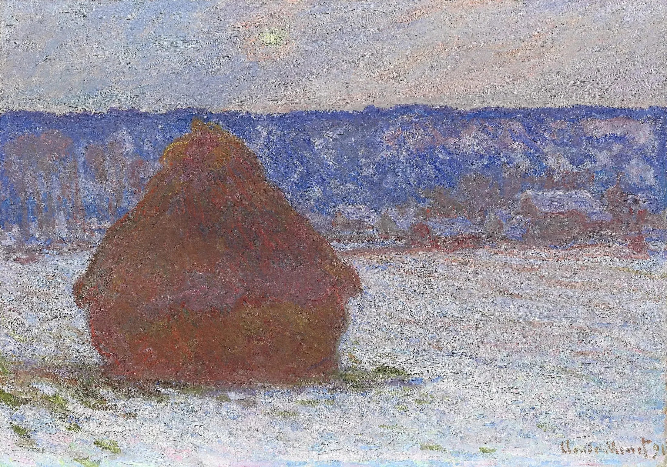 Meules, effet de neige - Claude Monet image 1 reproduction de peinture à l’huile
