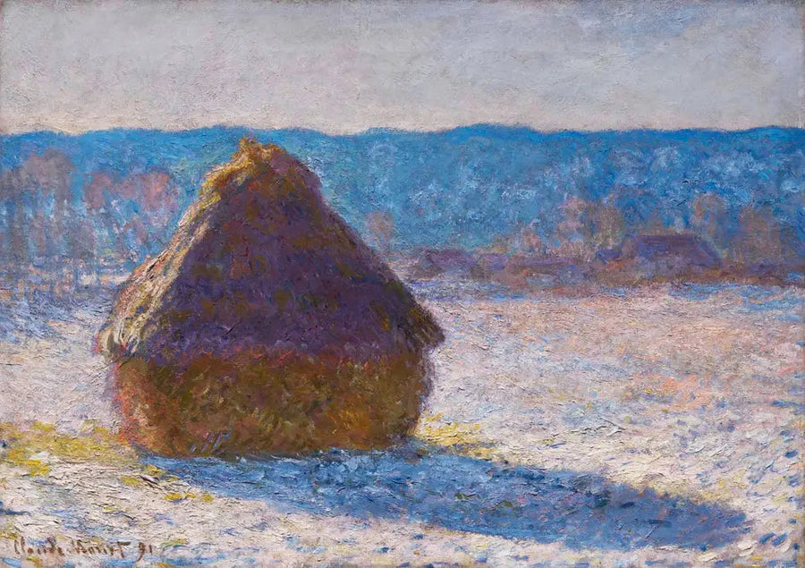 Haystacks, snow effect, in the morning - Claude Monet