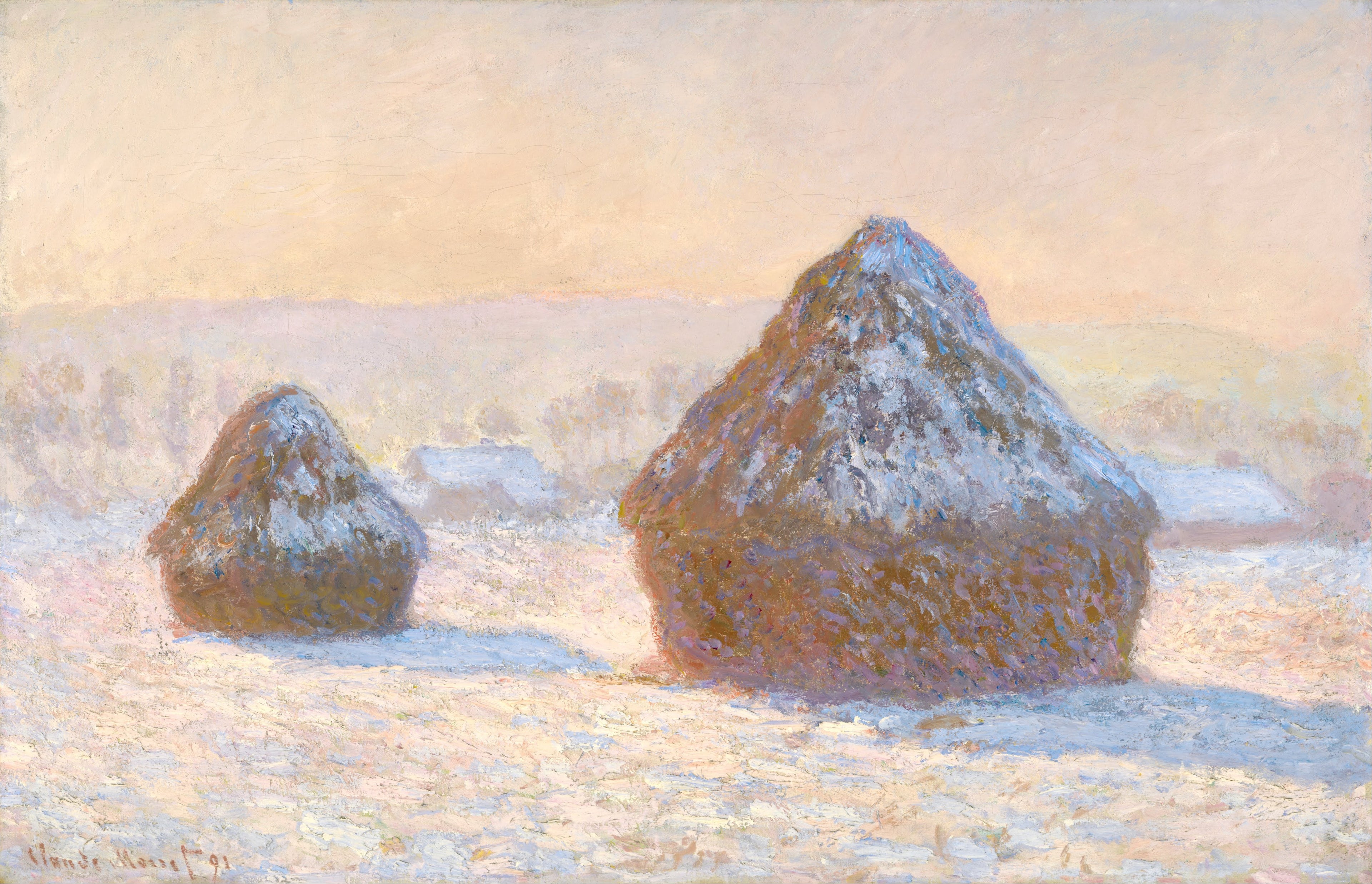 Reproduction du tableau « Meules, effet de neige, le matin - Claude Monet » par Alpha Reproduction en peinture à l’huile