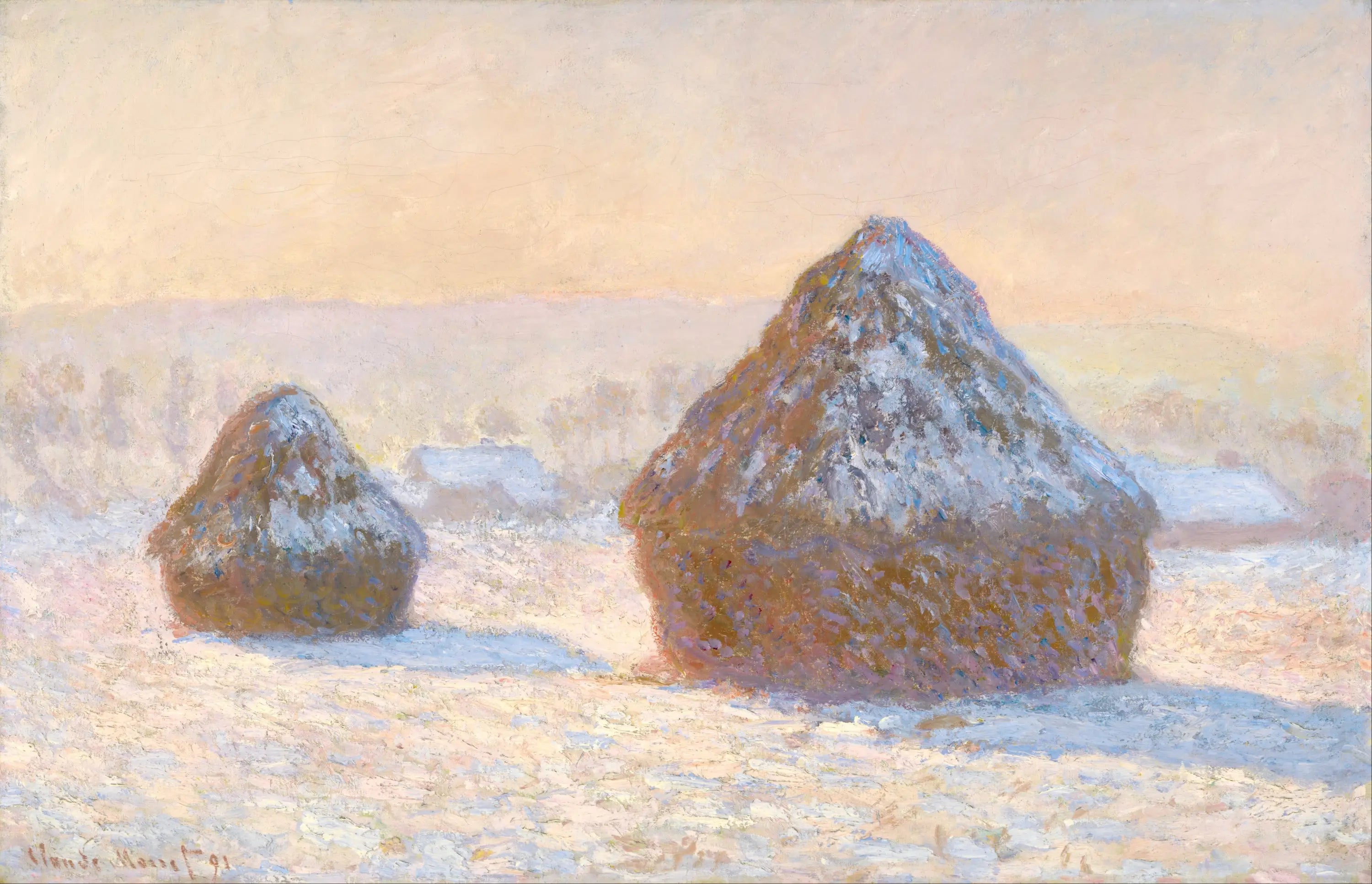 Reproduction du tableau « Meules, effet de neige, le matin - Claude Monet » par Alpha Reproduction en peinture à l’huile