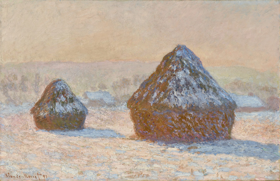 Haystacks, snow effect, in the morning - Claude Monet