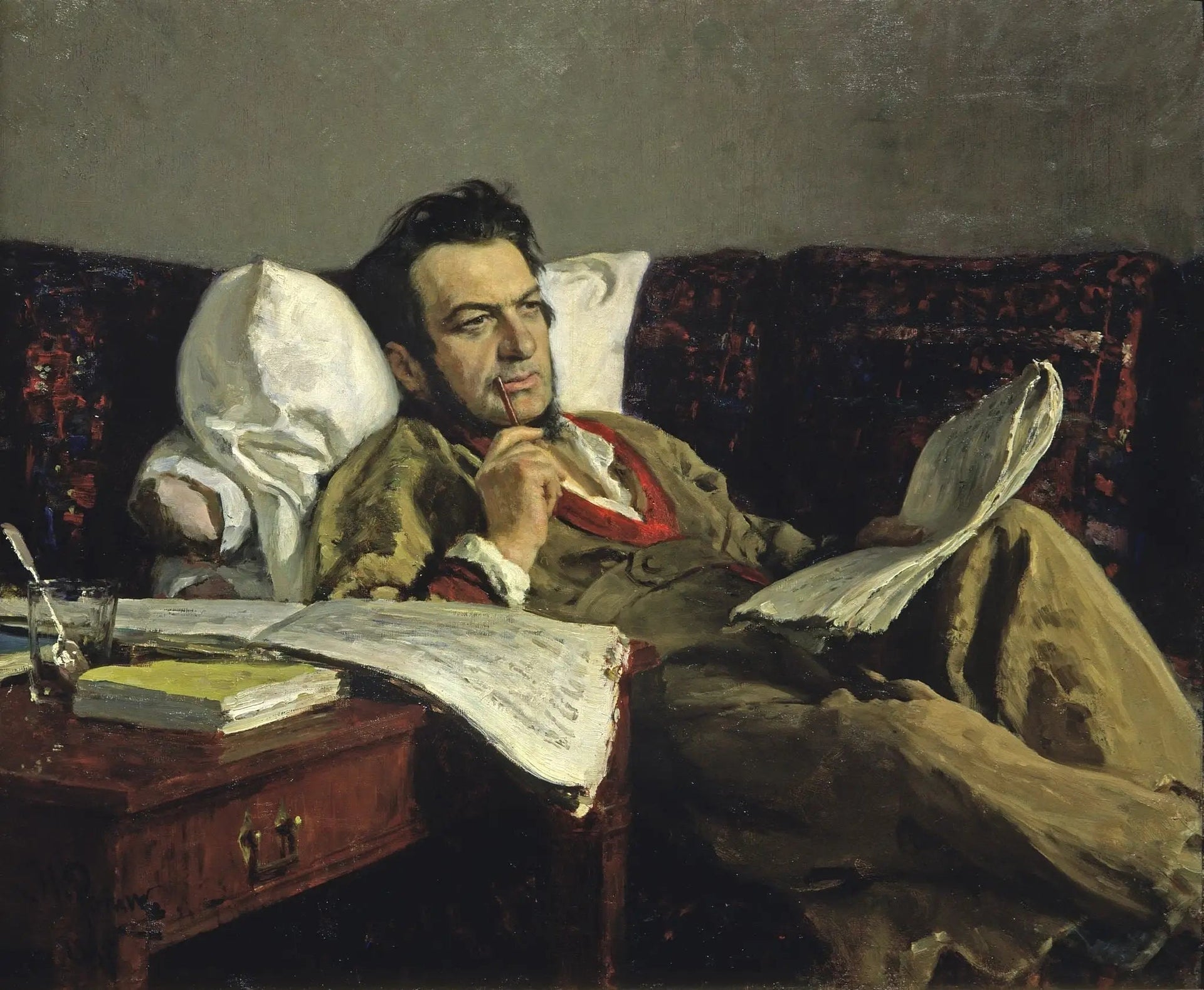 Mikhaïl Ivanovitch Glinka pendant la composition de l'opéra « Rouslan et Ludmila » - Ilya Repin image 1 reproduction d’œuvre d’art à l’huile