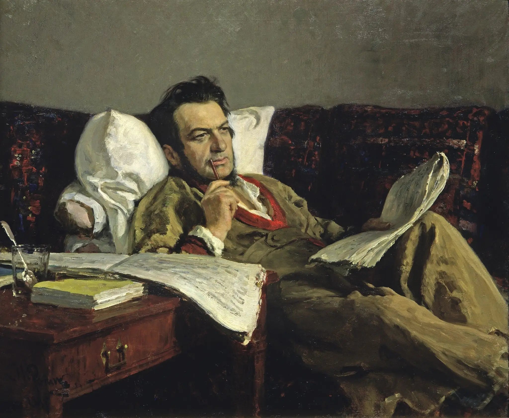 Mikhaïl Ivanovitch Glinka pendant la composition de l'opéra « Rouslan et Ludmila » - Ilya Repin image 1 reproduction d’œuvre d’art à l’huile