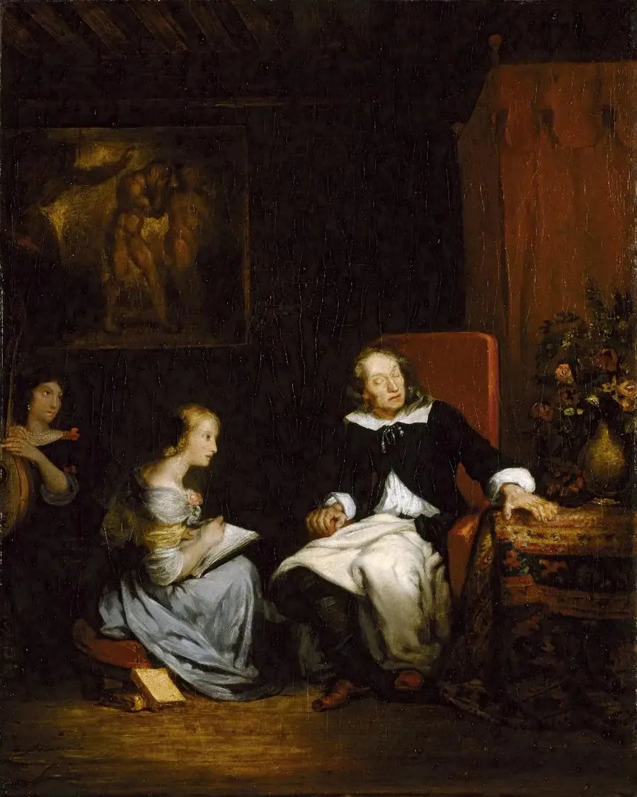 Milton dictating to his daughters his epic poem, "Paradise Lost" - Eugène Delacroix