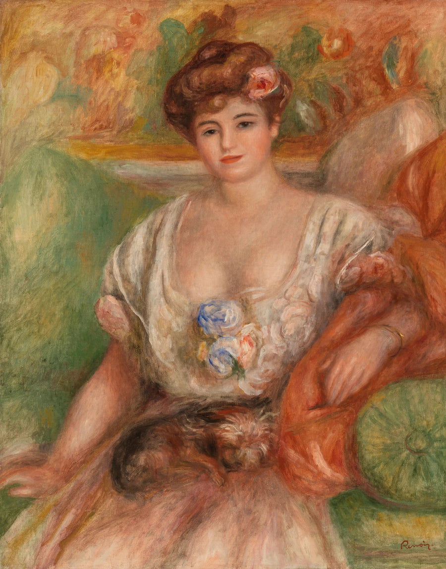 Misia Sert with a small dog - Pierre-Auguste Renoir