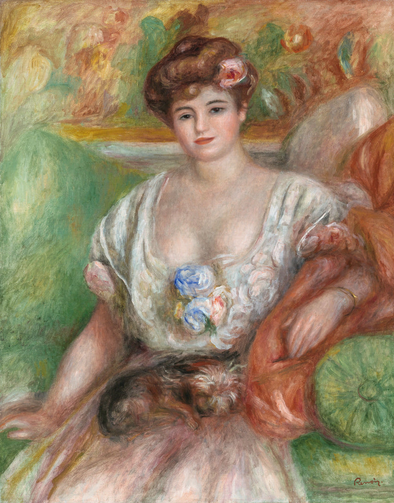 Misia Sert with a small dog - Pierre-Auguste Renoir