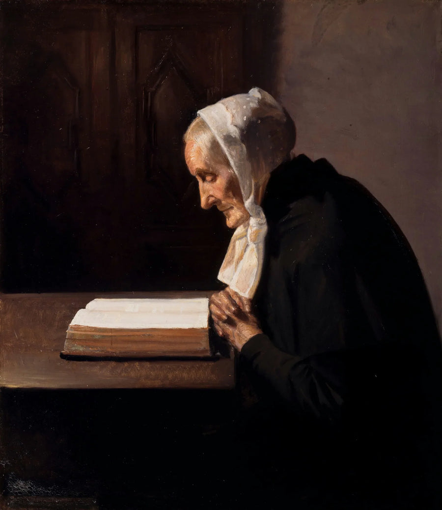 Mrs Brøndum reading the Bible. -Michael Peter Ancher