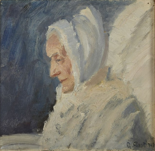 Mrs Brøndum dressed in white. -Anna Ancher