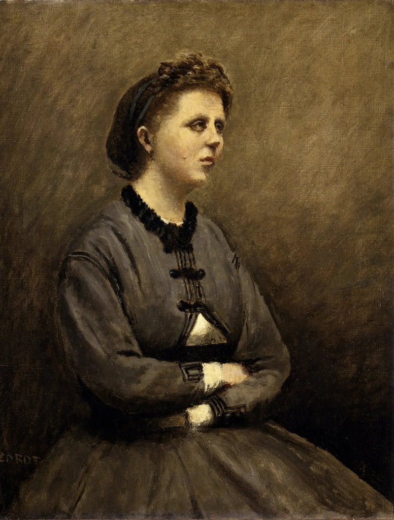 Mme de Larochenoire, wife of the painter (Mme de Larochenoire, wife of the painter) - Jean-Baptiste Camille Corot