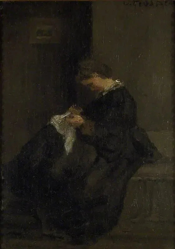 Mrs. Pissarro Sewing - Camille Pissarro