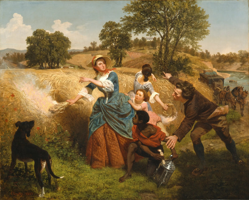 Mrs. Schuyler Burns Her Wheat Fields Approaching the British - Emanuel Leutze