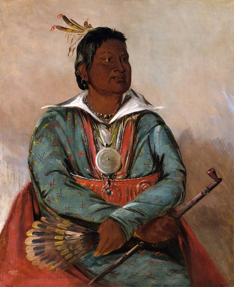 Mó-sho-la-túb-bee, The One Who Extinguishes and Kills, Tribe Leader - George Catlin