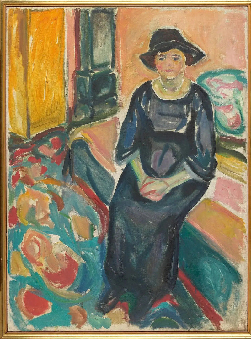 Model with Hat, Sitting on the Couch - Edvard Munch