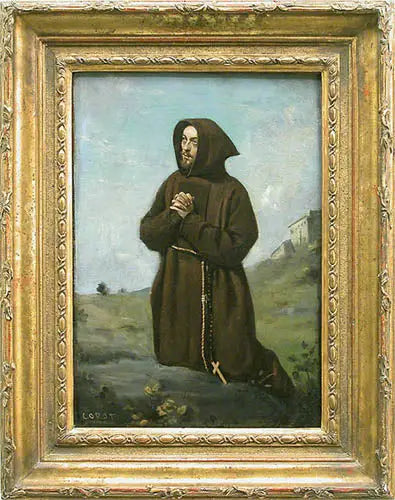 Brown Monk in Prayer, Kneeling - Jean-Baptiste Camille Corot