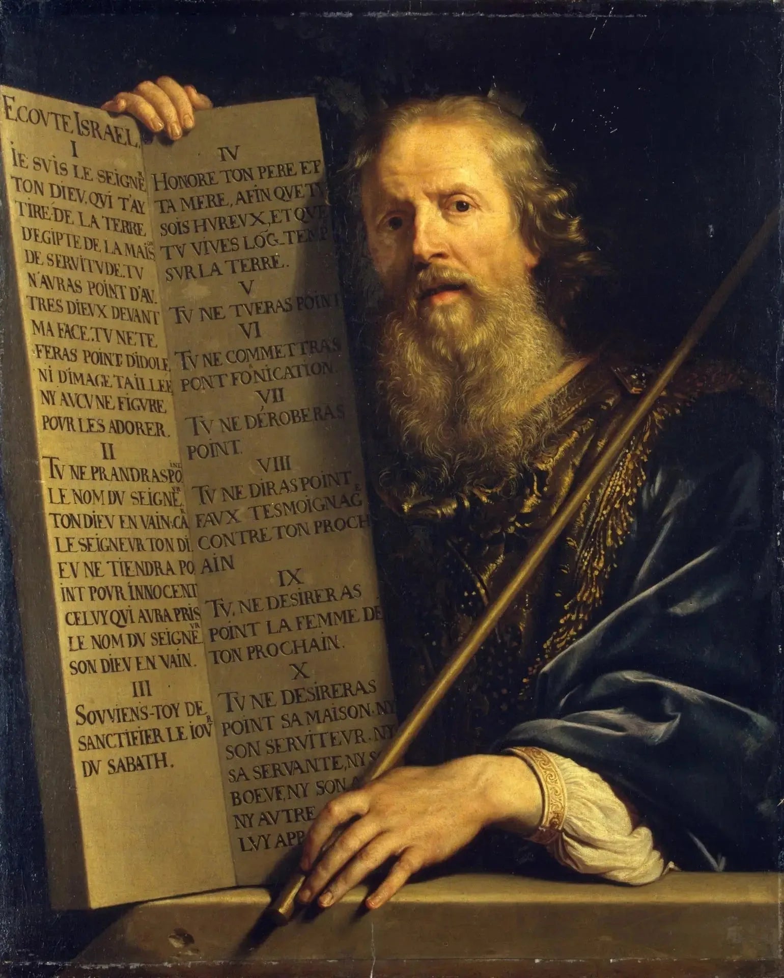 Moïse avec les Dix Commandements - Philippe de Champaigne image 1 reproduction artisanale de tableau