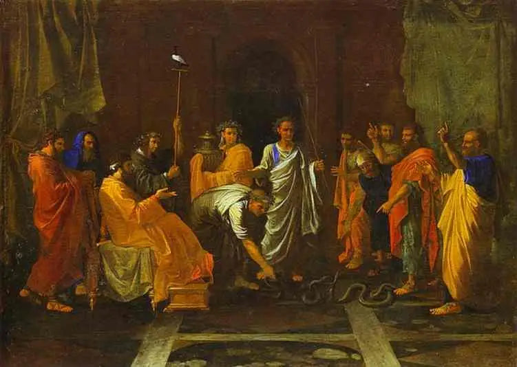 Moses turning Aaron's staff into a serpent - Nicolas Poussin