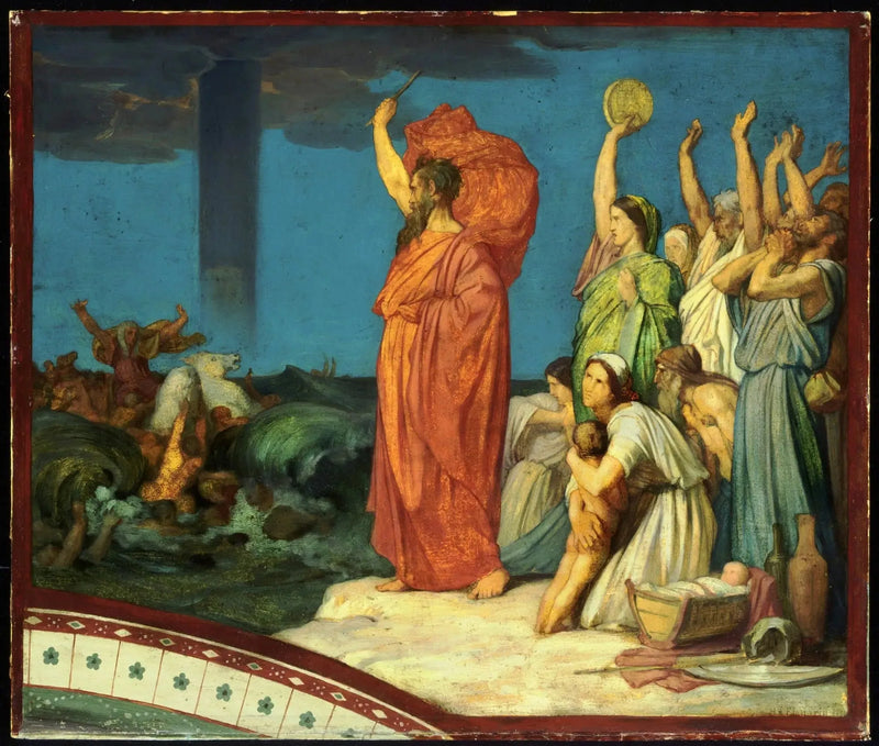 Moses Commanding the Waters to Close Over the Egyptian Army - Hippolyte Flandrin