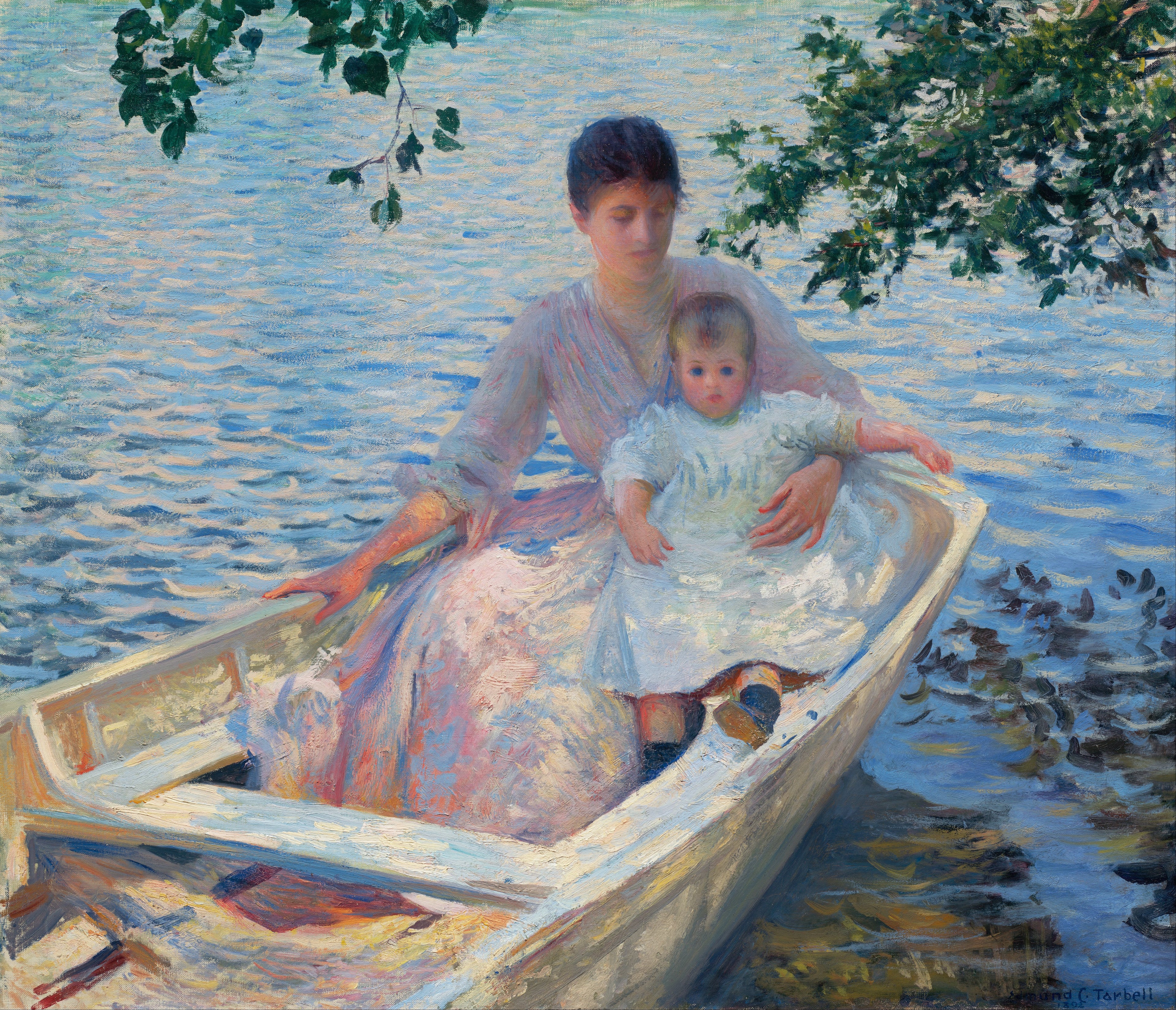 Mother and Child in a Boat - Edmund Charles Tarbell - Alpha Reproduction