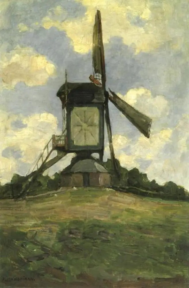 Moulin à poste à Heeswijk, vue latérale - Piet Mondrian image 1 reproduction artisanale de tableau