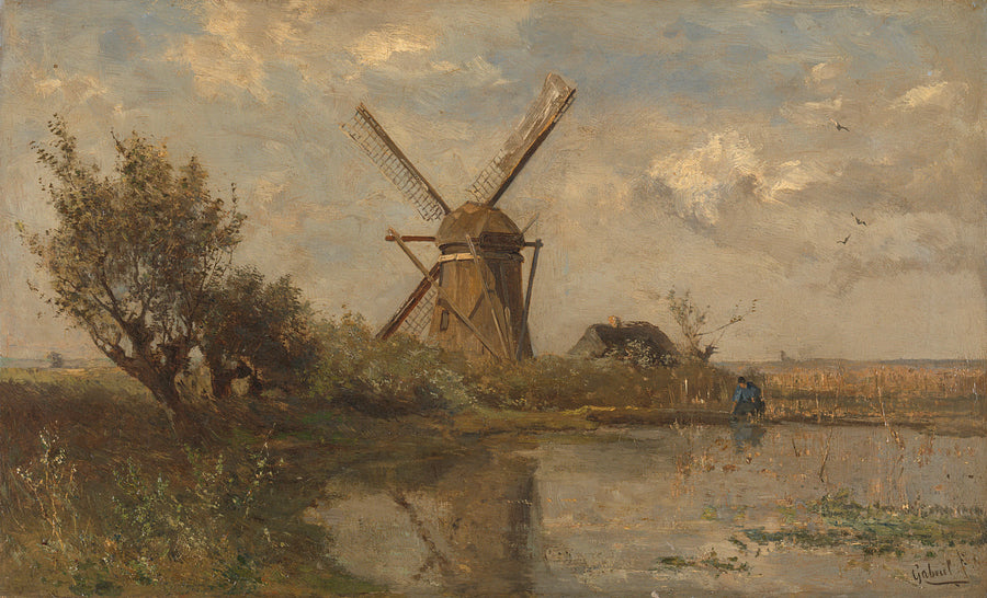 Moulin au bord d'un lac - Paul Joseph Constantin Gabriël
