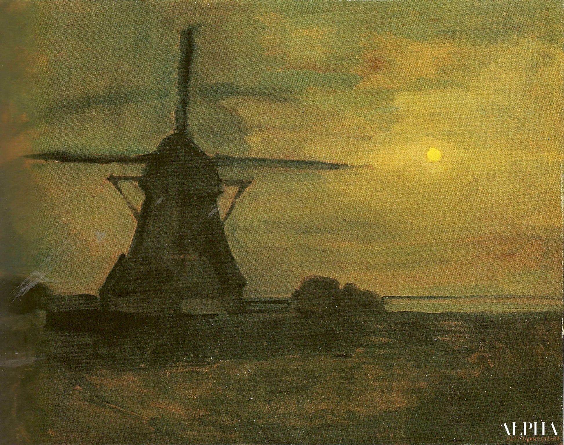 Mill of the East in the Moonlight - Mondrian - High-end reproductions of paintings and artworks