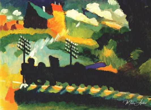 Murnau, Train et Château - Vassily Kandinsky - Reproductions de tableaux et peintures haut de gamme