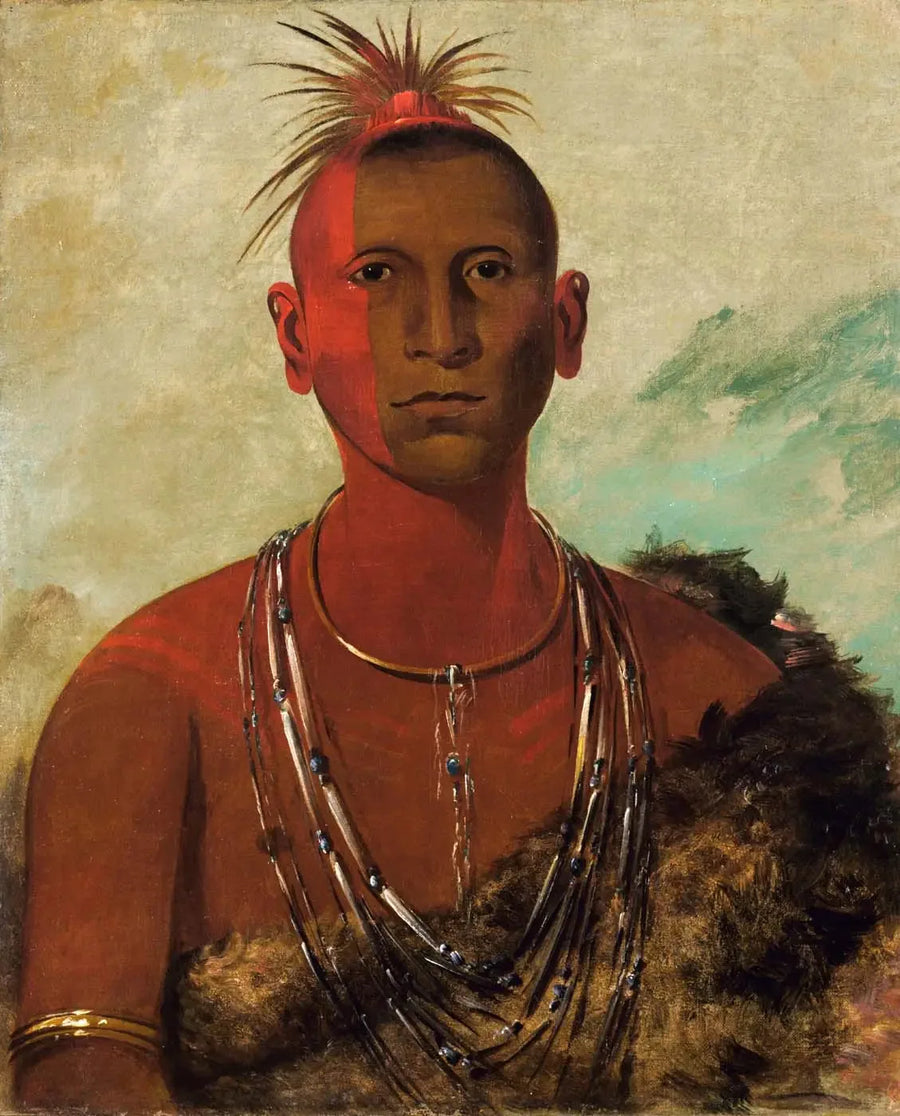 Náh-se-ús-kuk, Whirling Thunder, eldest son of the Black Falcon - George Catlin