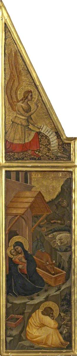 Nativity with the Annunciation Angel (triptych, left panel) - Nardo di Cione
