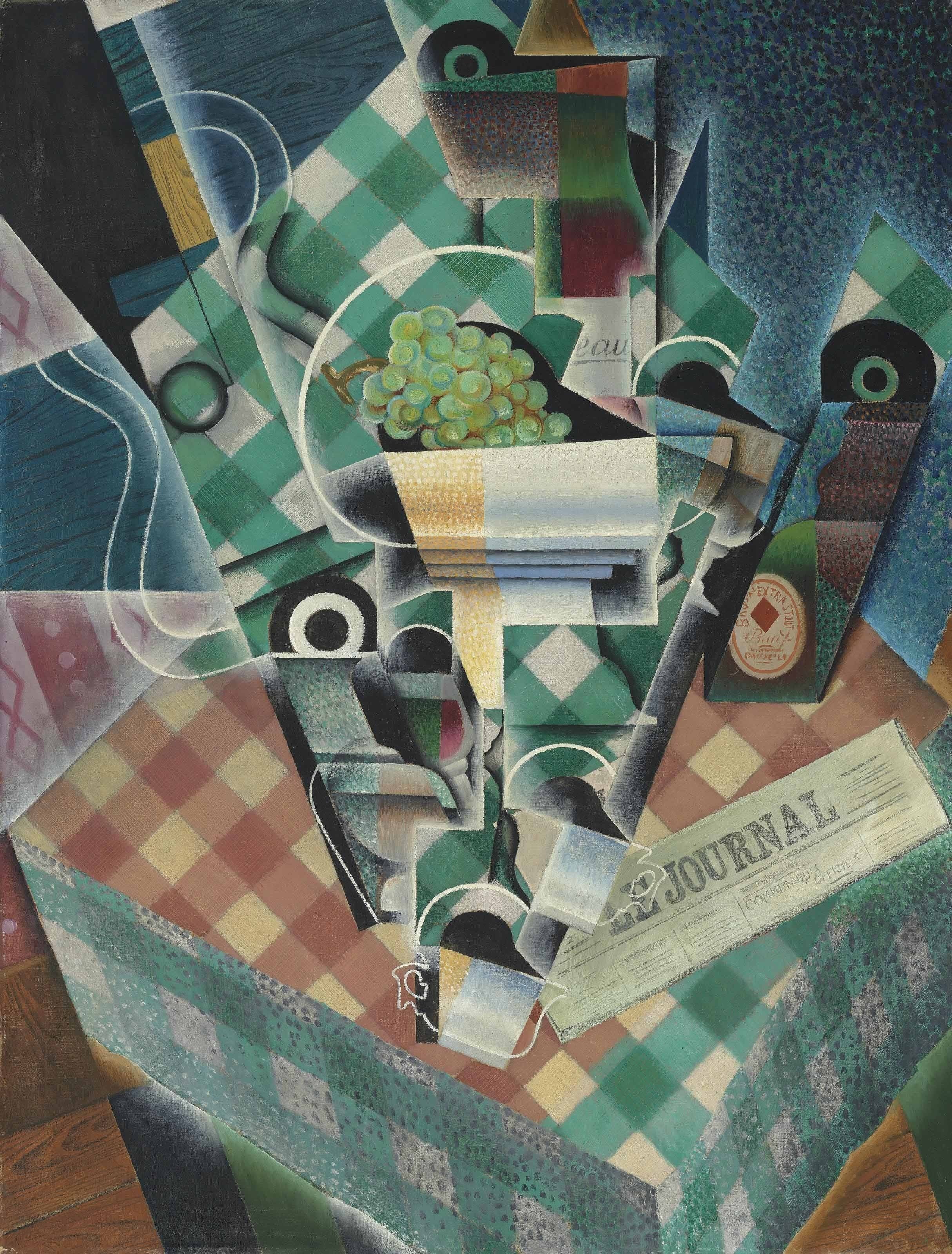 Still life with checkered tablecloth - Juan Gris