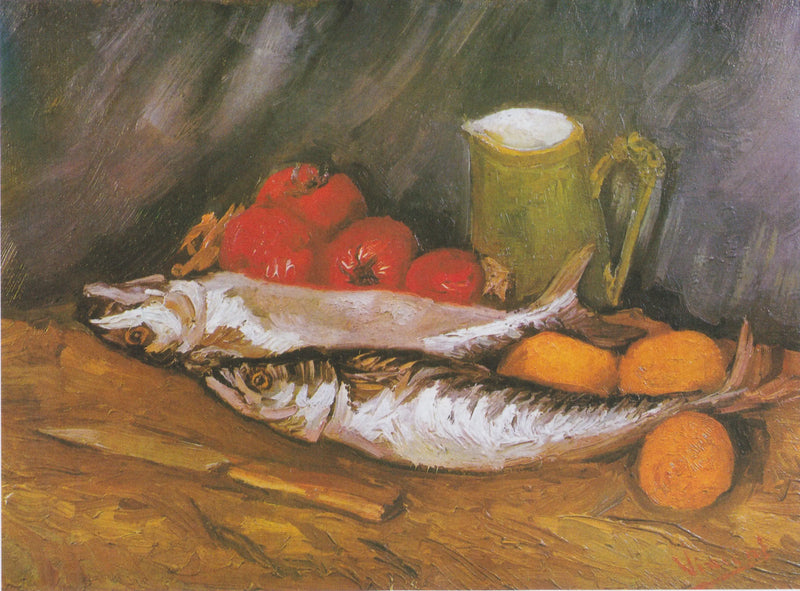 Still life with mackerel, lemon, and tomato - Vincent van Gogh
