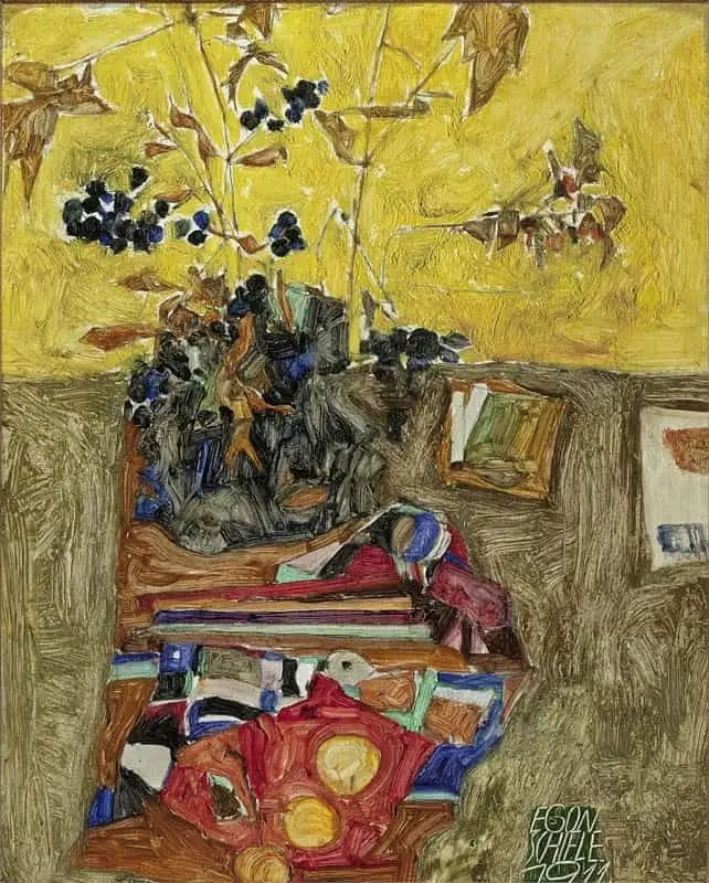 Still Life with Flowers - Egon Schiele