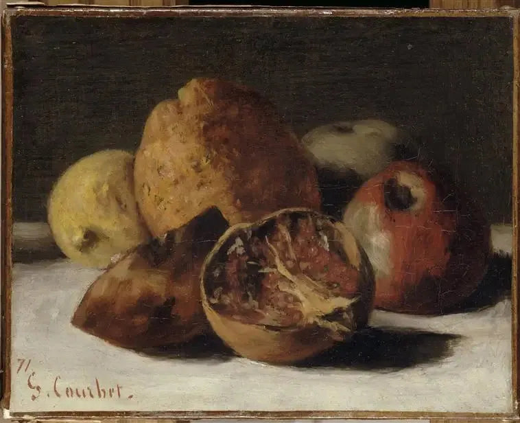 Still life with fruits: apples and pomegranates - Gustave Courbet